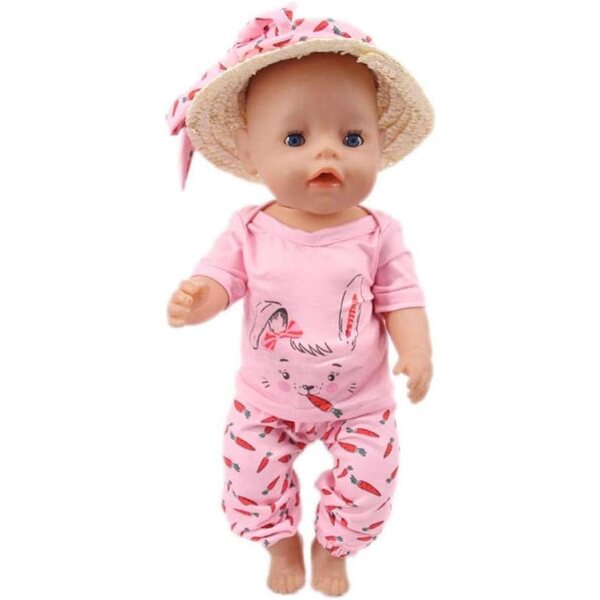 Freizeitkleidung für amerikanische Puppen 46 cm – T-Shirt, Hose und Mütze mit Hasen