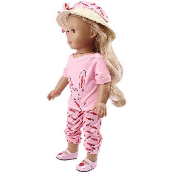 Freizeitkleidung für amerikanische Puppen 46 cm – T-Shirt, Hose und Mütze mit Hasen