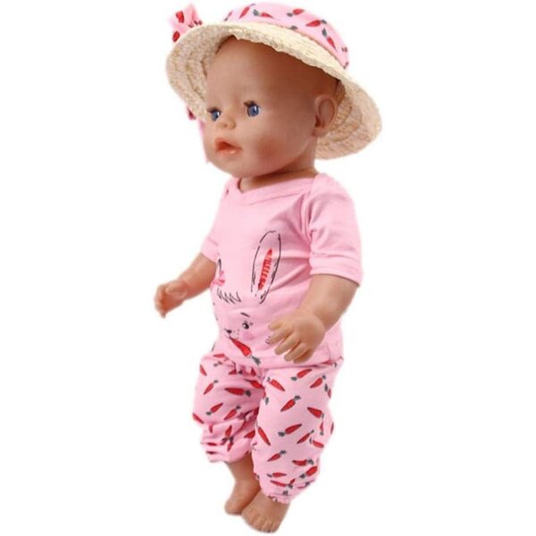 Freizeitkleidung für amerikanische Puppen 46 cm – T-Shirt, Hose und Mütze mit Hasen