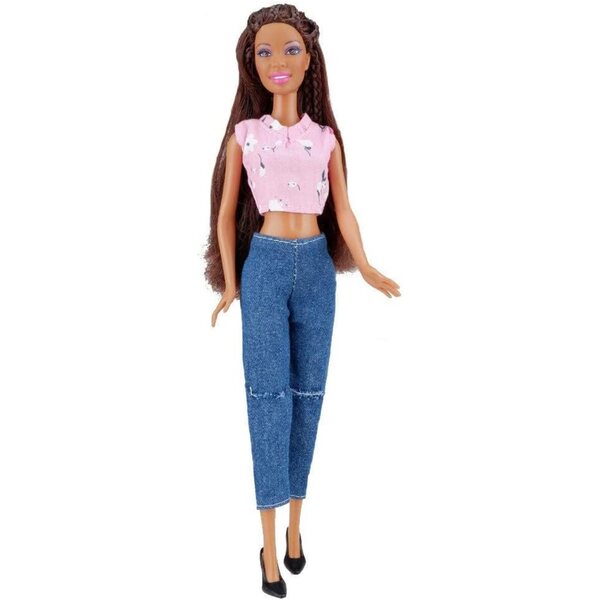 Set 4 Vestiti per Bambole 30 cm: Top Senza Maniche e Jeans in Tessuto