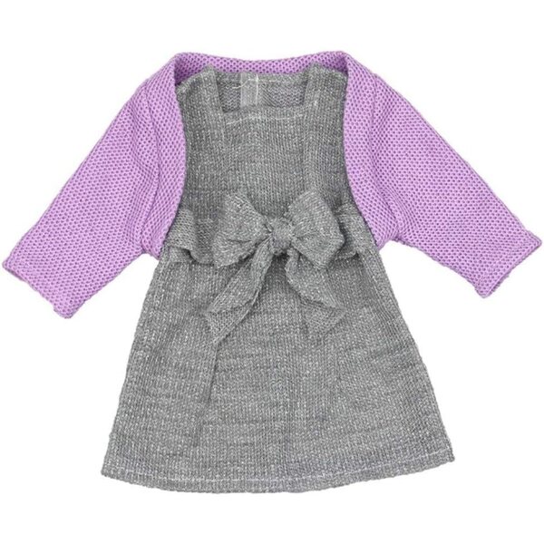 Abito Lungo Grigio e Cappotto Viola per Bambole Americane 46 cm 18 Pollici