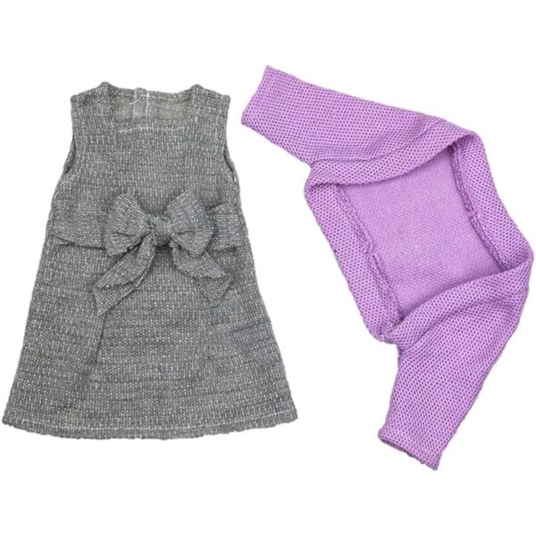 Abito Lungo Grigio e Cappotto Viola per Bambole Americane 46 cm 18 Pollici