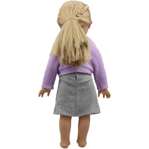 Abito Lungo Grigio e Cappotto Viola per Bambole Americane 46 cm 18 Pollici