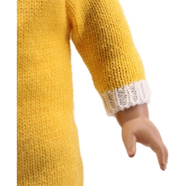 Abito Lavorato a Maglia Giallo per Bambola Americana 46 cm con Cappello e Accessori