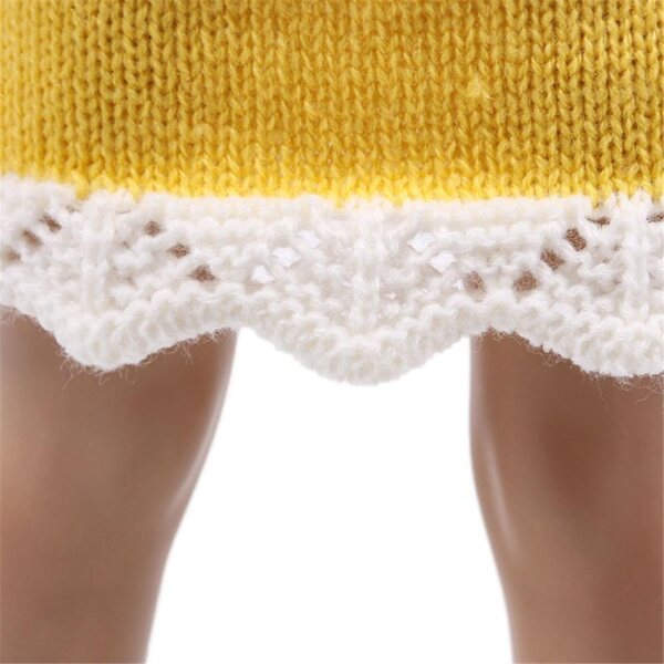 Abito Lavorato a Maglia Giallo per Bambola Americana 46 cm con Cappello e Accessori