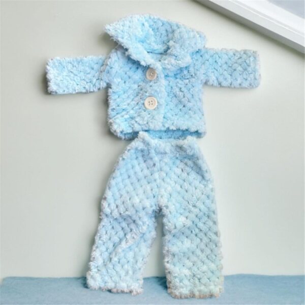 Blaues Plüsch-Pyjama-Set für American Doll 46 cm – komplettes Oberteil und Hose