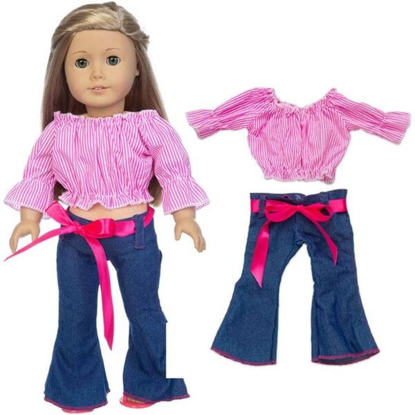 Puppenkleidung 46 cm – schulterfreies Oberteil und ausgestellte Jeans Uteruik