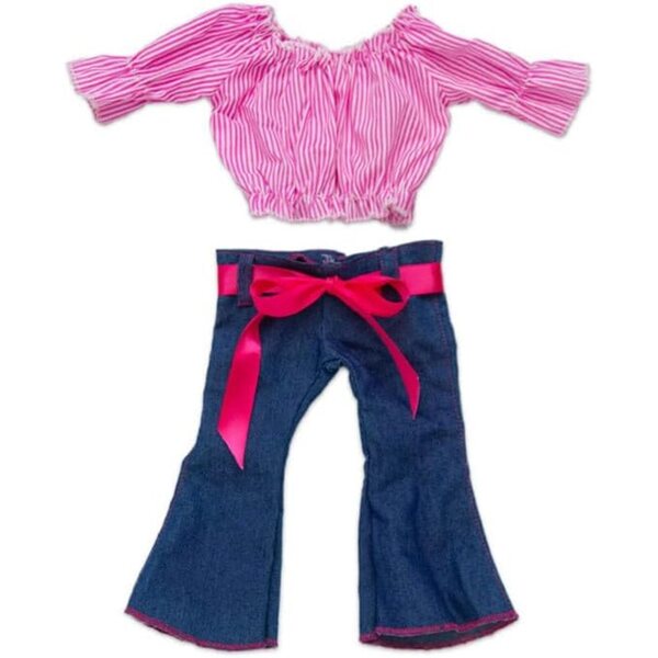 Puppenkleidung 46 cm – schulterfreies Oberteil und ausgestellte Jeans Uteruik