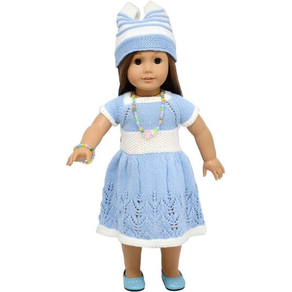 Kleidung für 46-cm-Puppen – Pulloverkleid, Mütze und Schmuck für 18-Zoll-Puppen