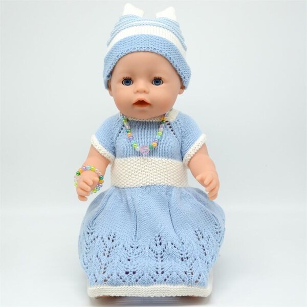 Kleidung für 46-cm-Puppen – Pulloverkleid, Mütze und Schmuck für 18-Zoll-Puppen