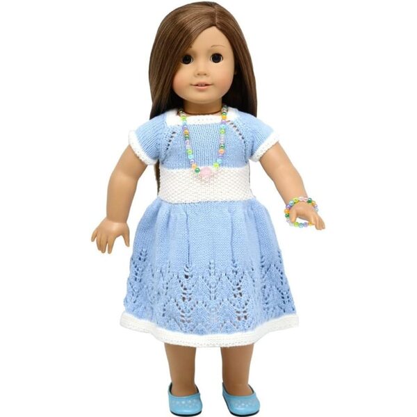 Kleidung für 46-cm-Puppen – Pulloverkleid, Mütze und Schmuck für 18-Zoll-Puppen