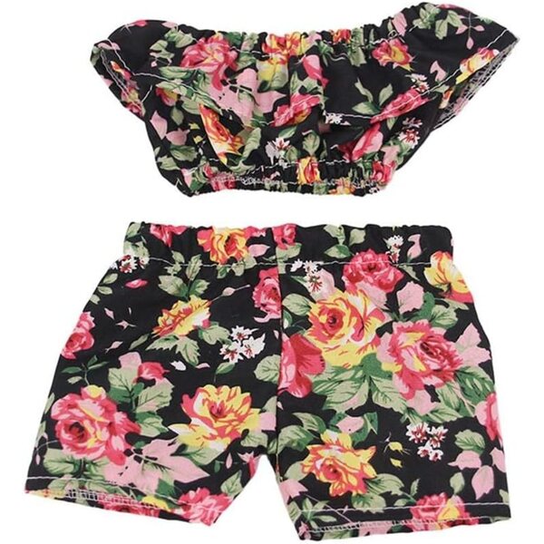Abito Casual per Bambola 46 cm con Top Floreale a Spalle Scoperte e Pantaloncini