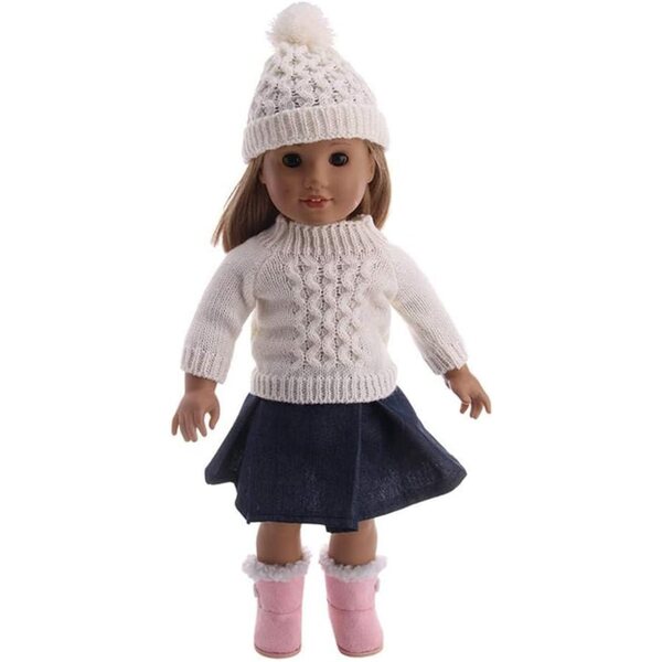 Completo moda per bambola 46 cm: maglione, cappello lana e gonna corta Uteruik