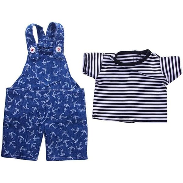 Puppenkleidung 46 cm – Gestreiftes T-Shirt und Hose mit Hosenträgern, 2 Stück Uteruik