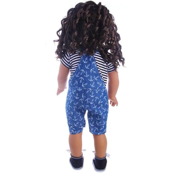 Puppenkleidung 46 cm – Gestreiftes T-Shirt und Hose mit Hosenträgern, 2 Stück Uteruik