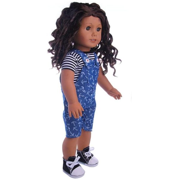 Puppenkleidung 46 cm – Gestreiftes T-Shirt und Hose mit Hosenträgern, 2 Stück Uteruik