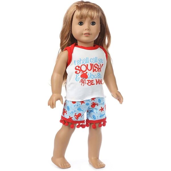 Puppenkleidung 46 cm – T-Shirt und Shorts-Set mit Quasten Uteruik