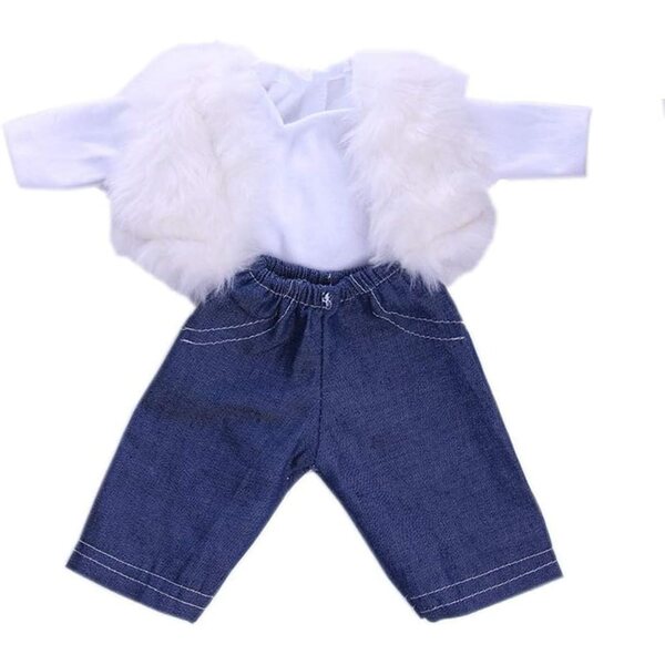 Lässige Kleidung für amerikanische Puppen 46 cm – 3-teiliges Outfit mit T-Shirt und Plüschweste