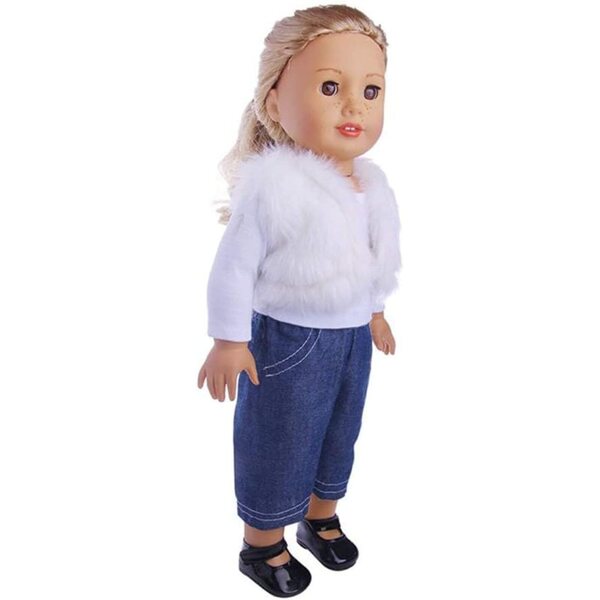 Lässige Kleidung für amerikanische Puppen 46 cm – 3-teiliges Outfit mit T-Shirt und Plüschweste