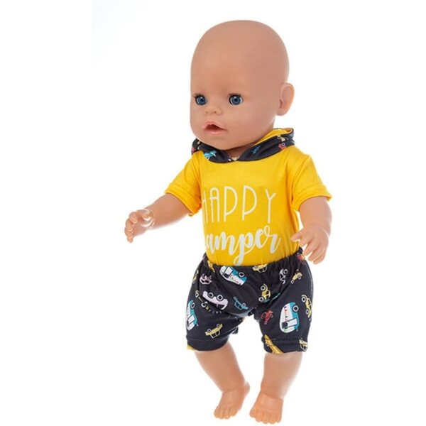 46-cm-Puppenkleidung, komplett mit Kapuzen-T-Shirt und Shorts