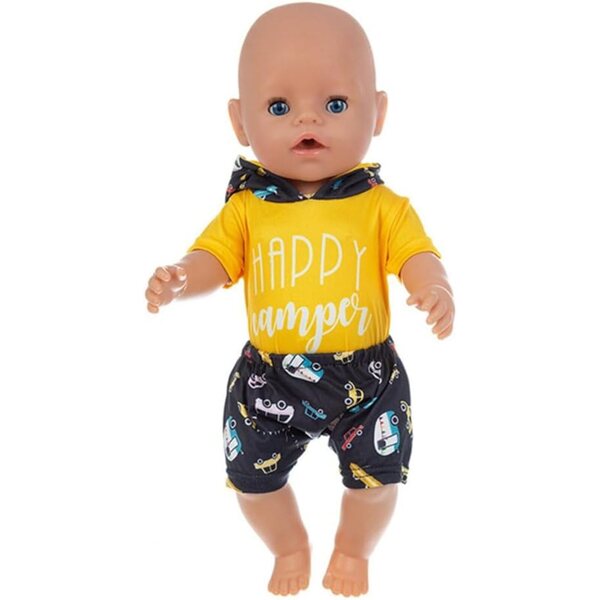 46-cm-Puppenkleidung, komplett mit Kapuzen-T-Shirt und Shorts