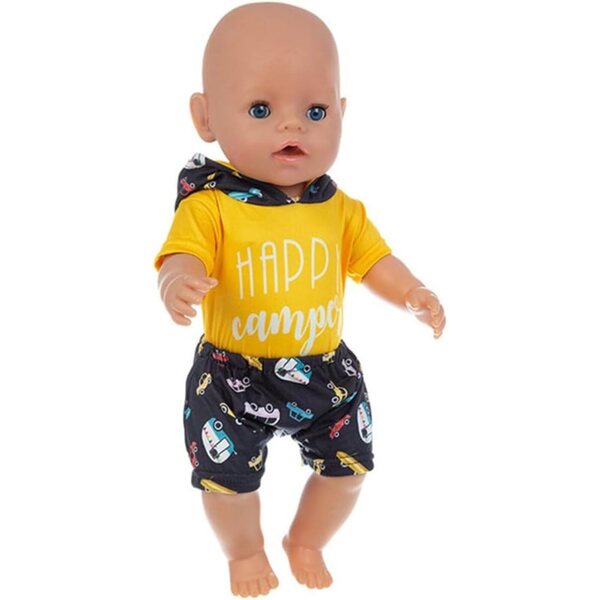 46-cm-Puppenkleidung, komplett mit Kapuzen-T-Shirt und Shorts
