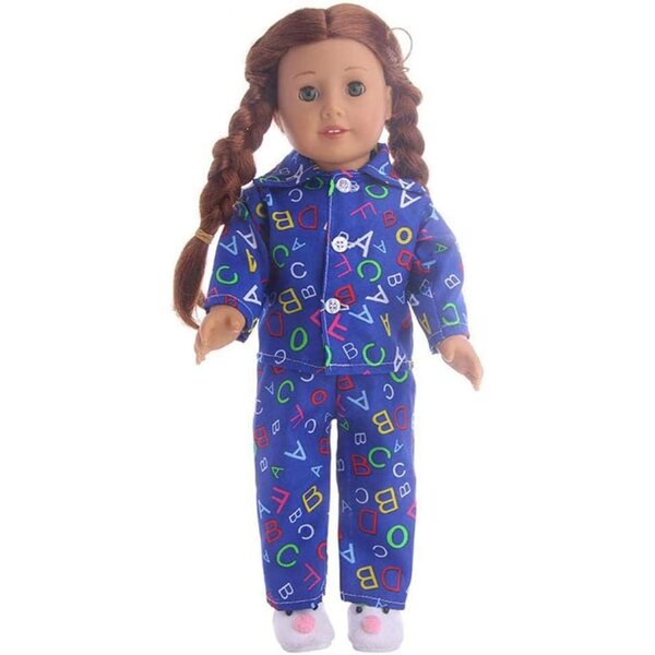 American Doll Pyjama-Set 46 cm – langärmliges Hemd und Buchstabenhose