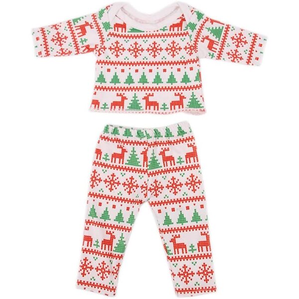 Pigiama Natalizio per Bambola Americana 46 cm - Maglietta Maniche Lunghe e Pantaloni
