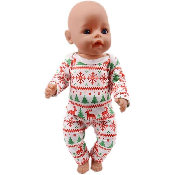 Pigiama Natalizio per Bambola Americana 46 cm - Maglietta Maniche Lunghe e Pantaloni
