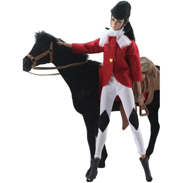 Completo Equitazione Bambola 30 cm Top Rosso, Pantaloni, Cappello e Sciarpa