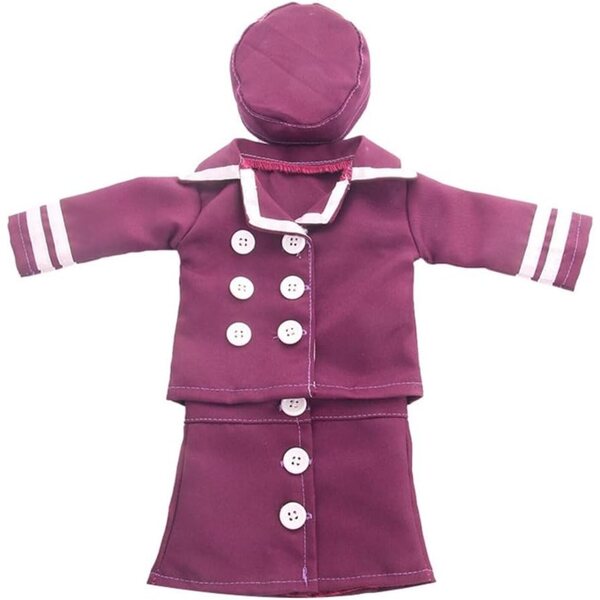 Abito Uniforme Viola per Bambola Americana 46 cm con Cappello e Gonna Elegante