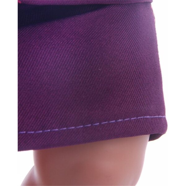 Abito Uniforme Viola per Bambola Americana 46 cm con Cappello e Gonna Elegante