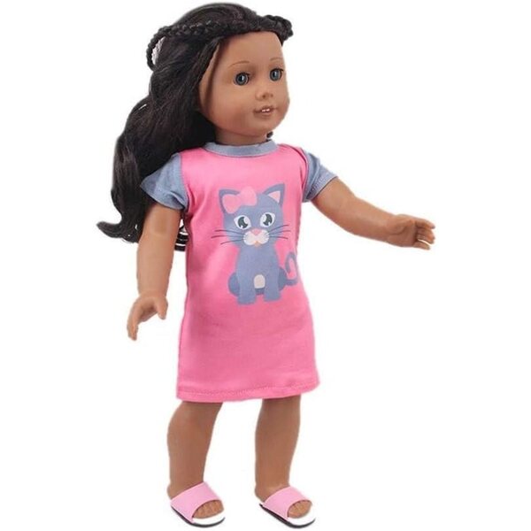 Kurzärmliges Kleid mit Katzenprint für 46-cm-Puppen - Uteruik