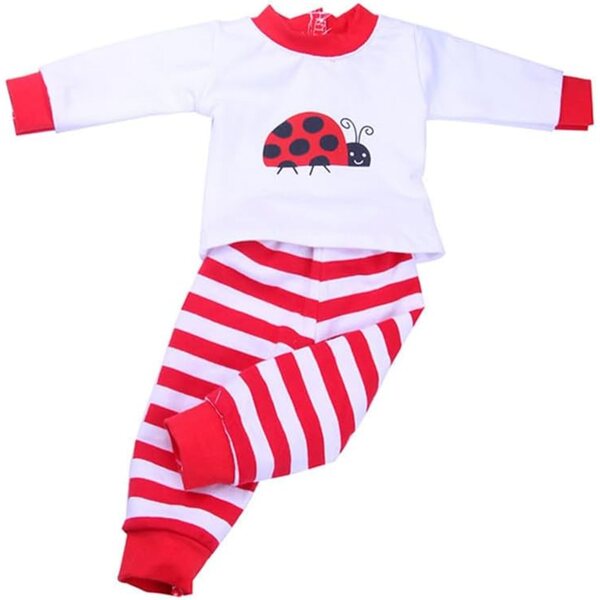 Pigiama per Bambola Americana 46 cm con Maglietta e Pantaloni Stampa Coccinella
