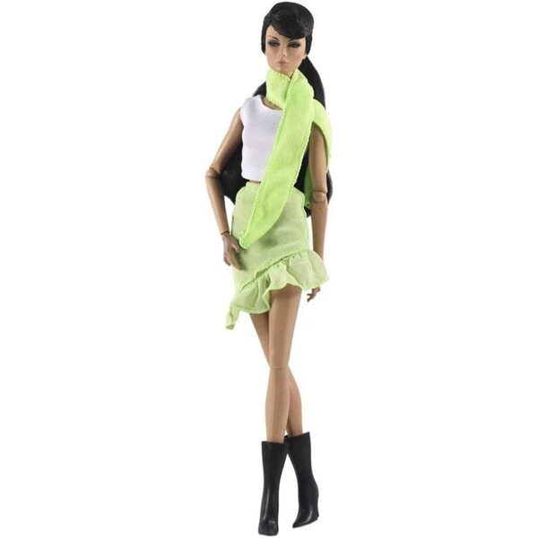 Kleidungsset für 30-cm-Puppe – Oberteil, Rock, Schal und modische Uteruik-Tasche