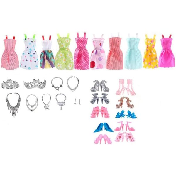 Set 30 Pezzi Abiti, Scarpe Eleganti e Accessori per Bambole 30 cm - Uteruik