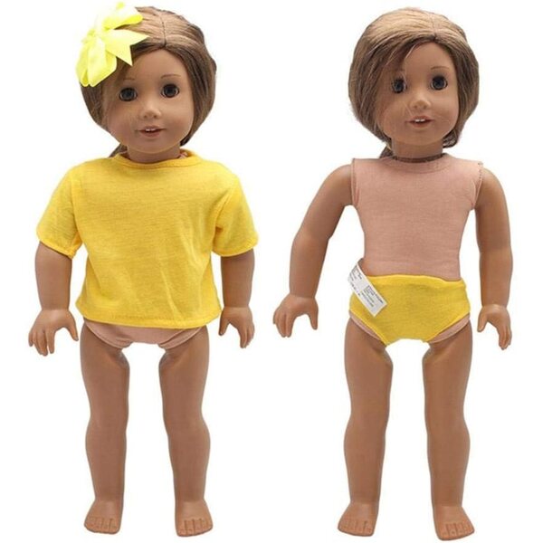 Kleidung für amerikanische Puppen 46 cm – sicheres und ungiftiges gelbes T-Shirt und Unterhose