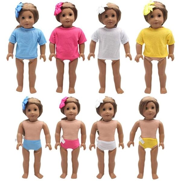 Kleidung für amerikanische Puppen 46 cm – sicheres und ungiftiges gelbes T-Shirt und Unterhose