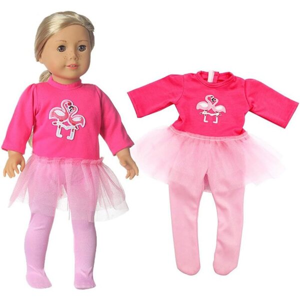 Bekleidungsset für 46 cm große amerikanische Puppe mit Flamingo-Print und Leggings