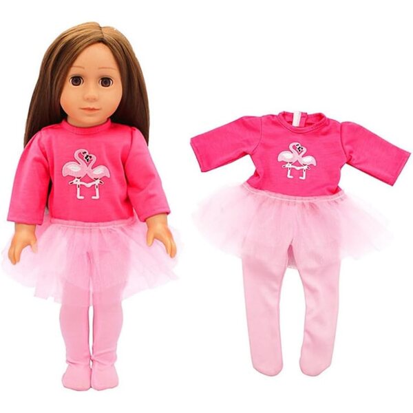Bekleidungsset für 46 cm große amerikanische Puppe mit Flamingo-Print und Leggings
