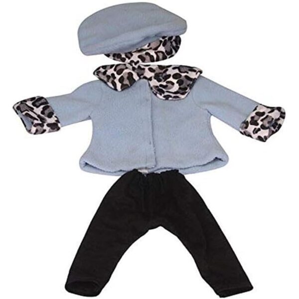 Kleidung für amerikanische Puppen 46 cm: Blauer Mantel, Hose und Hut ohne Visier