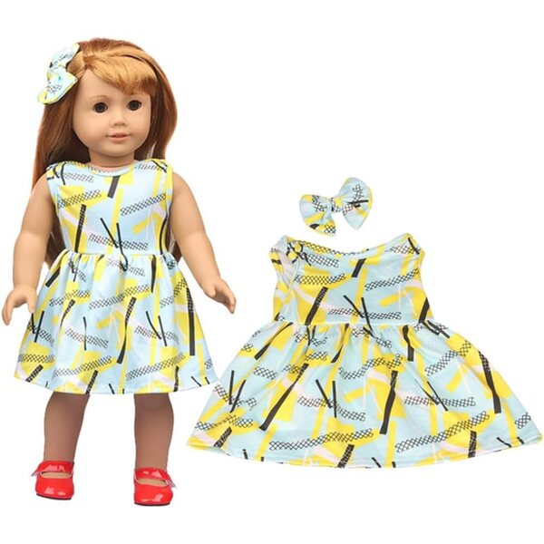 Abito Casual con Fiocco per Bambola Americana 46 cm - Uteruik