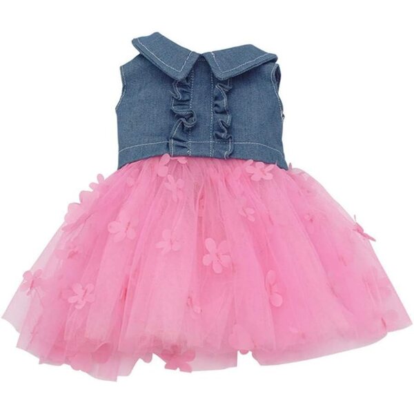 Lässiges Spitzenkleid für 46 cm große Puppen mit Handtasche, Schuhen und Schleifenstirnband