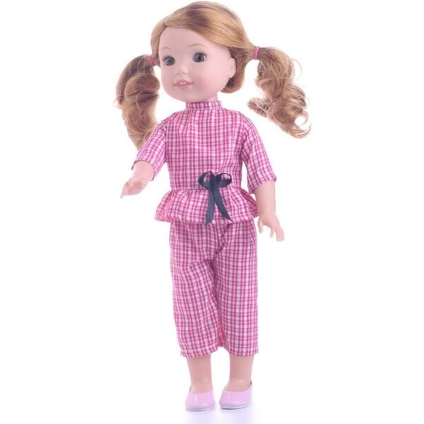 Karierte Kleidung für 37-cm-Puppen – Set aus lässigem Oberteil und Hose