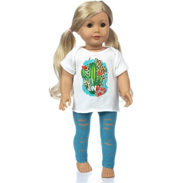 18-Zoll-Puppenkleidung – Uteruik-T-Shirt und zerrissene Hose