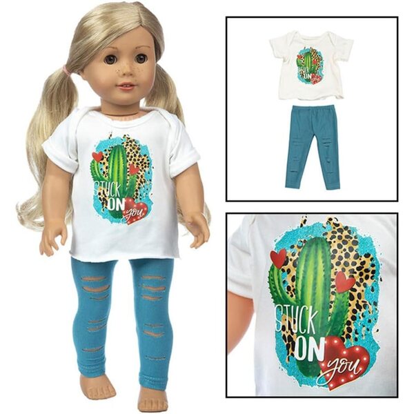 18-Zoll-Puppenkleidung – Uteruik-T-Shirt und zerrissene Hose