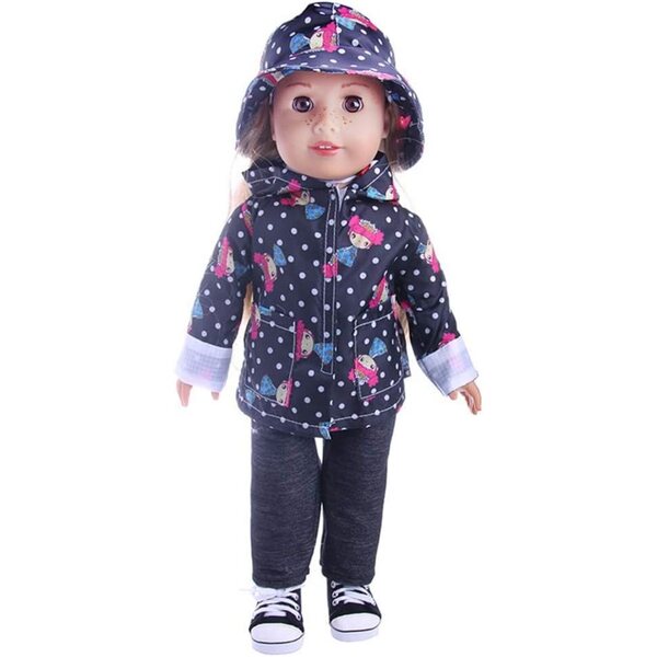 Impermeabile per Bambola 46 cm con Cappotto, Pantaloni e Cappello - Abbigliamento Casual