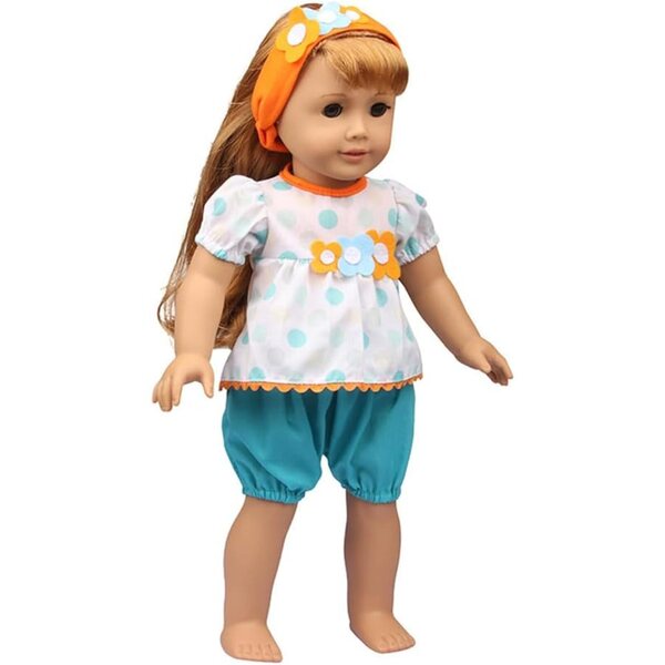 Freizeitkleidung für amerikanische Puppen 46 cm – T-Shirt, Shorts und Stirnband Uteruik