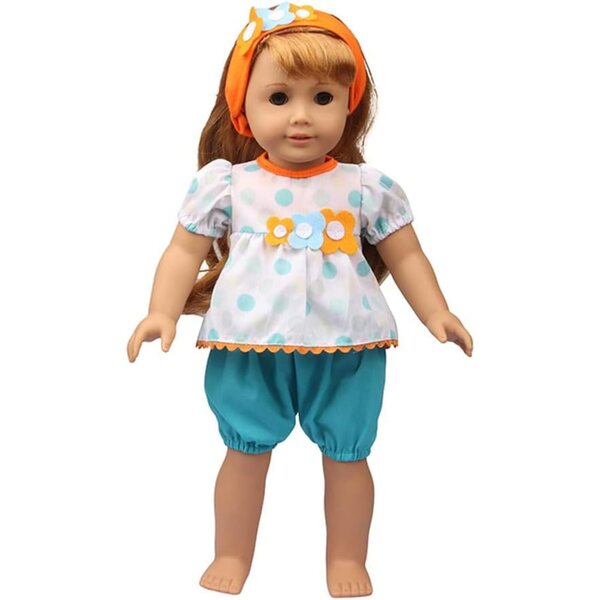 Freizeitkleidung für amerikanische Puppen 46 cm – T-Shirt, Shorts und Stirnband Uteruik
