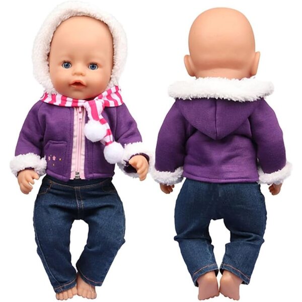 Lässige Kleidung für 46 cm große Puppen mit Mantel, Schal und Hose – Uteruik